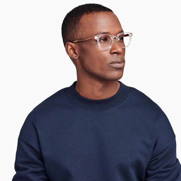 Warby Parker Felix N 506 Crystal with English Oak Eyeglasses Frame w/ Case 47mm - Picture 3 of 16